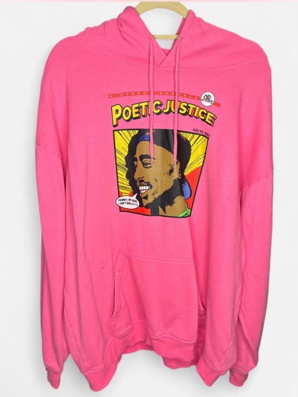 Chemistry Poetic Justice Tupac Hoodie Men 2XL Pink Graphic Print Fleece Lined